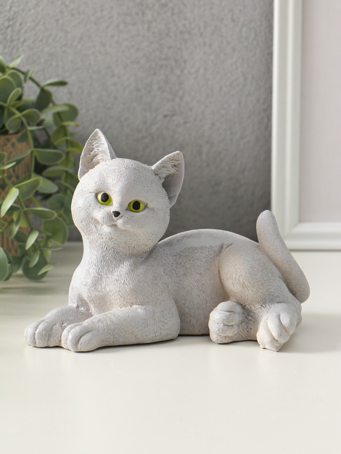 Фигурка «Кошка лежит», 13×17×12 см, гипс, серый