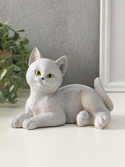 Фигурка «Кошка лежит», 13×17×12 см, гипс, серый