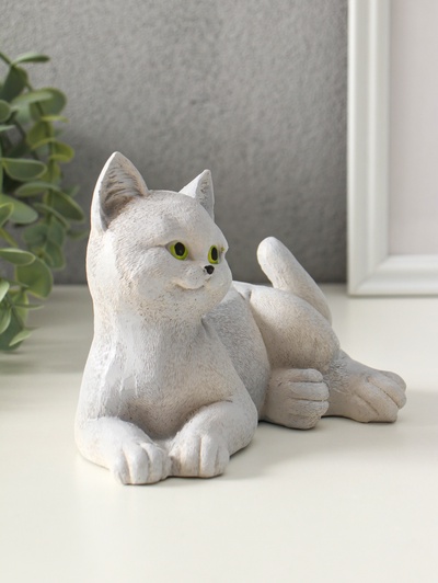Фигурка «Кошка лежит», 13×17×12 см, гипс, серый