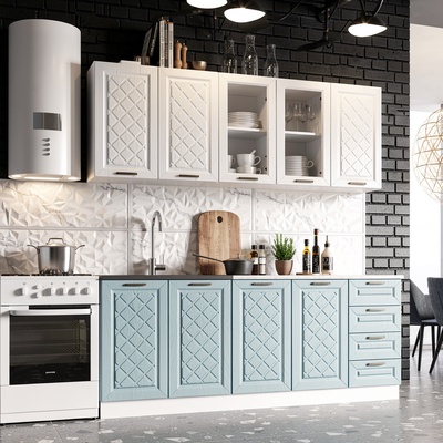 УЦЕНКА Кухня Агава Акация белая/Аква 2000×600