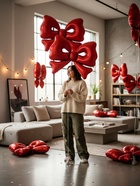 Воздушный шар фольгированный 50" «Бант», красный, матовый - фото 68179519