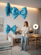 Воздушный шар фольгированный 50" «Бант», голубой, матовый - фото 120956143