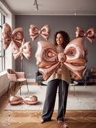 Воздушный шар фольгированный 50" «Бант», розовое - золото - фото 68179537