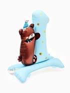 Воздушный шар фольгированный 32" «Цифра 1 с мишкой», под воздух, голубой - фото 120956167