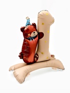 Воздушный шар фольгированный 32" «Цифра 1 с мишкой», под воздух, бежевый - фото 120956175