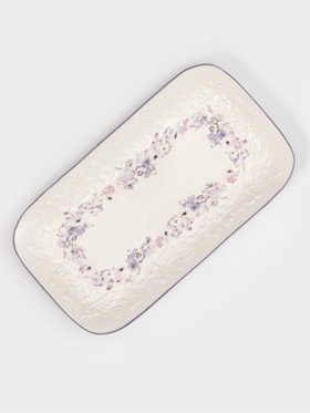 Блюдо сервировочное Purple gardens, 25×14×2.5 см, фарфор, белое