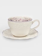 Чайная пара Purple gardens, 2 предмета: блюдце 15×1.5 см, кружка 13×10×7 см, фарфор, белая - фото 68179586