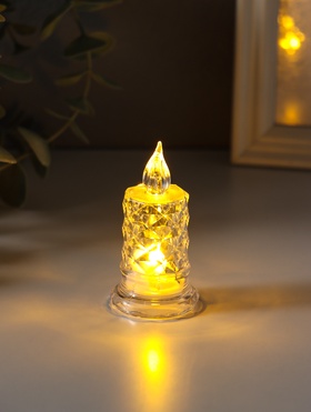 Светодиодная свеча LED - ночник RISALUX «С подтёками, грани», 3?LR41, прозрачный, 3.5?3.5?7 см (комплект 4 шт)