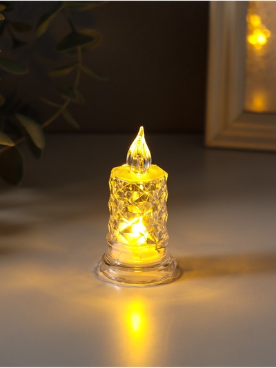 Светодиодная свеча LED - ночник RISALUX «С подтёками, грани», 3×LR41, прозрачный, 3.5×3.5×7 см