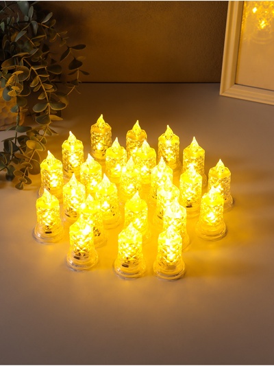 Светодиодная свеча LED - ночник RISALUX «С подтёками, грани», 3×LR41, прозрачный, 3.5×3.5×7 см