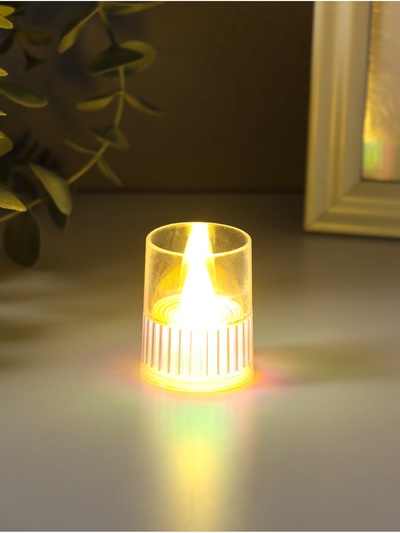 Светодиодная свеча LED - ночник RISALUX «Полосы», 3×LR1130, прозрачный, перламутр, 3.7×3.7×4.5 см