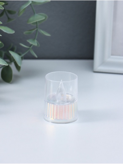 Светодиодная свеча LED - ночник RISALUX «Полосы», 3×LR1130, прозрачный, перламутр, 3.7×3.7×4.5 см