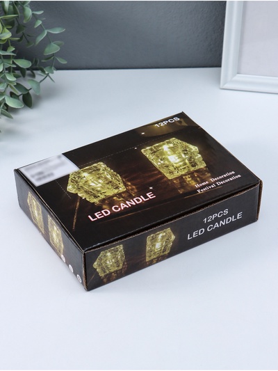 Светодиодная свеча LED - ночник RISALUX «В кубе», 3×LR1130, прозрачный, 4.7×4.7×4.7 см