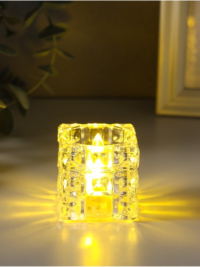Светодиодная свеча LED - ночник RISALUX «В кубе», 3×LR1130, прозрачный, 4.7×4.7×4.7 см