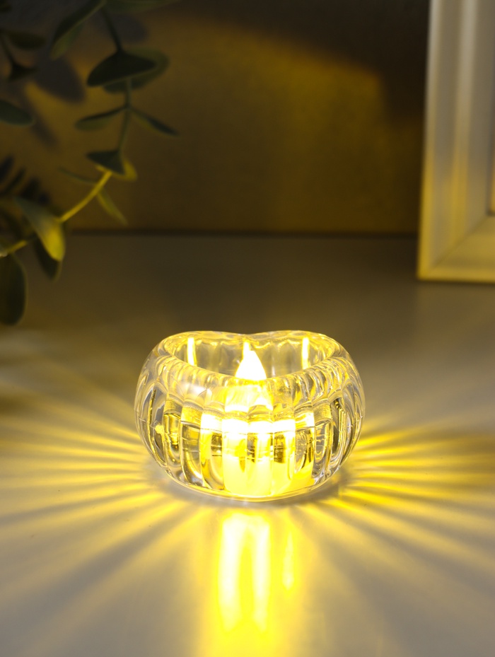 Светодиодная свеча LED - ночник RISALUX «Сердце в льдинке», 3×LR1130, прозрачный, 5.5×5.5×3.3 см - Фото 1