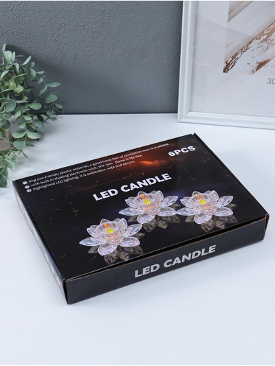 Светодиодная свеча LED - ночник RISALUX «В лотосе», 3×LR1130, прозрачный, 10.5×10.5×4.5 см