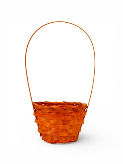 Корзина плетёная для хранения, 13×13×9.5 см, ручка h=21 см, бамбуковая, оранжевая, Greengo