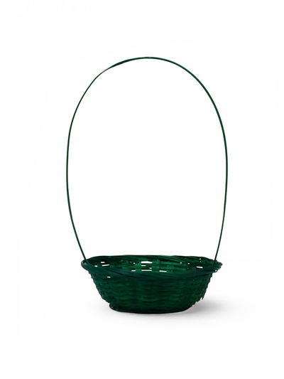Корзина плетёная для хранения, 20×20×8 см, ручка h=21 см, бамбуковая, зелёная, Greengo