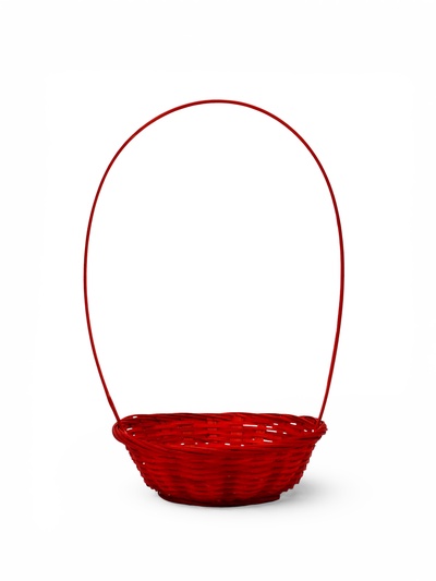 Корзина плетёная для хранения, 20×20×8 см, ручка h=21 см, бамбуковая, красный, Greengo