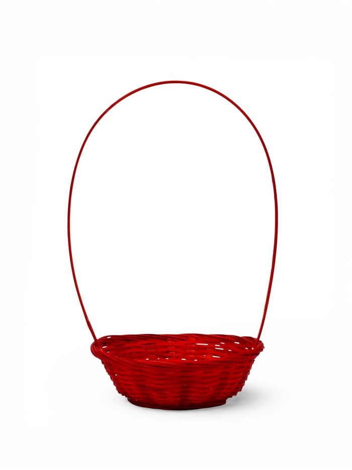 Корзина плетёная для хранения, 20×20×8 см, ручка h=21 см, бамбуковая, красный, Greengo - Фото 1