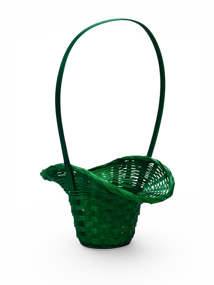 Корзина плетёная для хранения «Шляпа», 21×18×14 см, ручка h=15 см, бамбуковая, зелёная, Greengo - Фото 1