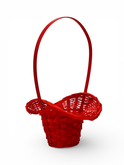 Корзина плетёная для хранения «Шляпа», 21×18×14 см, ручка h=15 см, бамбуковая, красная, Greengo
