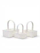 Набор корзин 3 шт пластик 25х16х11 22х13х9 19х10х7,5 см ручка h=10 см белый квадрат - фото 68179715