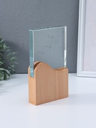 Наградная фигура стела «Волна», верх 12.3×12.2 см; низ 12.3×12 см, стекло, дерево, 3.5×12×21.3 см  (артикул 10955958)  большой выбор товаров оптом и в розницу по низким ценам с доставкой