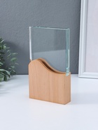 Наградная фигура стела «Волна», верх 12.3×12.2 см; низ 12.3×12 см, стекло, дерево, 3.5×12×21.3 см  (артикул 10955958)  большой выбор товаров оптом и в розницу по низким ценам с доставкой