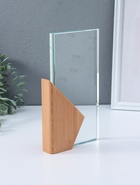 Наградная фигура стела «Геометрия», верх 23×11.5 см, низ 15×9.3 см, стекло, дерево, 3.5×13×23 см  (артикул 10955965)  большой выбор товаров оптом и в розницу по низким ценам с доставкой