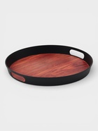 Поднос для подачи с ручками Magistro «ФьюженВуд», кргулый, 28×3.2 см, пластик, черный, коричневый - фото 68179853