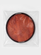 Поднос для подачи с ручками Magistro «ФьюженВуд», кргулый, 28×3.2 см, пластик, черный, коричневый 10918214