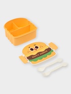 Ланч - бокс, контейнер для еды Доляна «Счастливый бургер», 3 ячейки, с ложкой и вилкой, 17.5×15.5×8 см, пластик, жёлтый - Фото 6