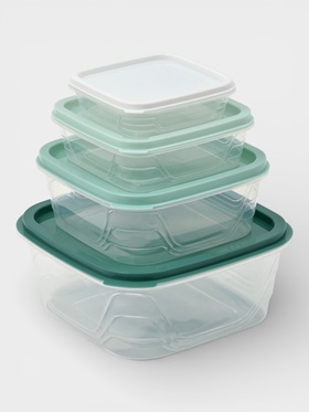 Контейнеры для еды Доляна «Мультиколор», набор 4 шт., пластик, прозрачные 10955654