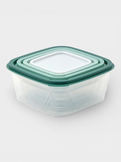 Контейнеры для еды Доляна «Мультиколор», набор 4 шт., пластик, прозрачные