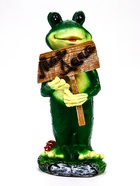 Садовая фигура из полистоуна «Лягушка с табличкой», 16×21×46 см - фото 68975732
