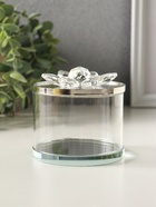 Шкатулка для украшений «Лотос», стекло, с крышкой и металлическим ободком под серебро 8.2×8.2×8.5 см  (артикул 10955975)  большой выбор товаров оптом и в розницу по низким ценам с доставкой