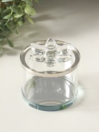 Шкатулка для украшений «Лотос», стекло, с крышкой и металлическим ободком под серебро 8.2×8.2×8.5 см - Фото 3