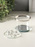 Шкатулка для украшений «Лотос», стекло, с крышкой и металлическим ободком под серебро 8.2×8.2×8.5 см - Фото 4