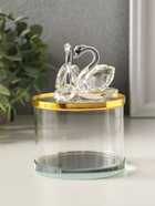 Шкатулка для украшений «Лебеди», стекло, с крышкой и металлическим ободком под золото 8.2×8.2×11 см  (артикул 10955976)  большой выбор товаров оптом и в розницу по низким ценам с доставкой