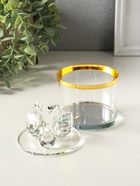 Шкатулка для украшений «Лебеди», стекло, с крышкой и металлическим ободком под золото 8.2×8.2×11 см - Фото 5