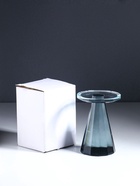 Подсвечник на 1 свечу «Пирамида с гранями», стекло, серый, d=7 см, 7×7×9.5 см  (артикул 10955977)  большой выбор товаров оптом и в розницу по низким ценам с доставкой