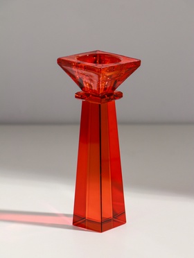 Подсвечник на 1 свечу «Феникс», стекло, оранжевый, d=2.2 см и 4.2 см; 5.5×5.5×16.7 см