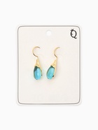 Серьги висячие «Капля», голубые в золоте - Фото 4