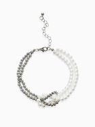 Браслеты из бусин «Жемчужный узел», 17+5 см, бусины № 7, белый в серебре - фото 68179933