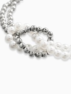 Браслеты из бусин «Жемчужный узел», 17+5 см, бусины № 7, белый в серебре - фото 68179934