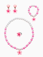 Набор детских украшений «Выбражулька. Цветок», 4 предмета: клипсы, кольцо, бусы, браслет, розовый, белый - фото 68179950