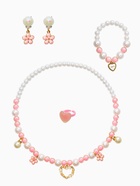 Набор детских украшений «Выбражулька. Нежность», 4 предмета: клипсы, кольцо, бусы, браслет, розовый, белый - фото 68179958