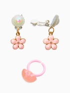 Набор детских украшений «Выбражулька. Нежность», 4 предмета: клипсы, кольцо, бусы, браслет, розовый, белый - фото 68179963