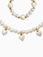 Набор детских украшений «Выбражулька. Стиль в сердце», 4 предмета: клипсы, кольцо, бусы, браслет, белый в золоте - фото 68179971